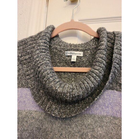 Croft & Barrow Multi-Color Stripe Long Sleeve Cowl Neck Sweater Size Large - Picture 5 of 5